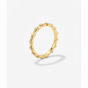 Bague empilable Charlotte Crest en argent plaqué or 18 carats, hypoallergénique, écologique, religieuse, pour enfants, géométrique, avec pierres précieuses - Product Image 1