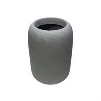 Pot de fleurs cylindrique en résine de pierre, texture ciment gris clair moderne, surface brossée, décoration maison et jardin