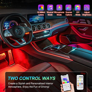 Trontech Universelles LED-Ambientelicht-Set APP-Steuerung Mehrere Farbwechsel Einfache Installation für Autoinnenbeleuchtung <span class=keywords><strong>2</strong></span> Jahre - Product Image 2