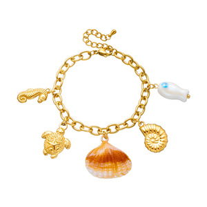 Fashion Charm Bracelet Gold Plated Turtle Seahorse Conch Seashell Pendant Women's Jewelry Yiwu Origin B1740 - Product Image 5