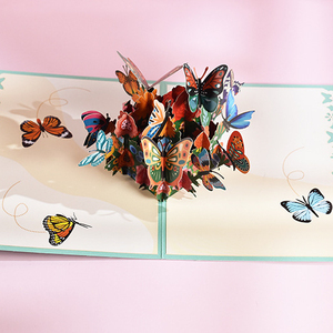 Cartes de vœux 3D papillon en papier avec carte de message et enveloppe - Product Image 1