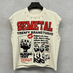 QIANSHI Canotta Sportiva Oversize in French Terry Pesante da <span class=keywords><strong>Uomo</strong></span>, Personalizzabile con Logo, in Cotone, per Streetwear e Corsa - Product Image 1