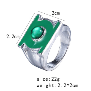 Bague ZRM Fashion <span class=keywords><strong>Super</strong></span>-<span class=keywords><strong>héros</strong></span> <span class=keywords><strong>Green</strong></span> <span class=keywords><strong>Lantern</strong></span> Punk Géométrique en Alliage Plaqué Argent pour Hommes, Bijou Charmant, Cadeau Idéal - Product Image 2