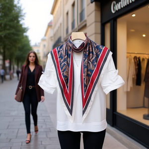 Écharpe triangulaire multifonctionnelle 135x60cm en soie pour femme, accessoire de mode - Product Image 2