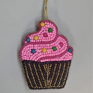 Cute Ice Cream Shape Decorative Hanging for Kids Room <b>Small</b> Velvet Beaded Ice Cream <b>Ornament</b> for Home Decor Home decoration - Product Image 1