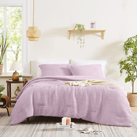 Lit en microfibre Seersucker texturé de luxe dans un sac pour literie à la maison ensembles de couette matelassée