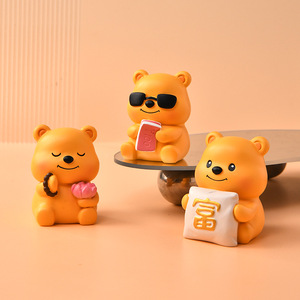 Caramel Bear Bell Figurine Resin Miniature Ornament Cartoon Animal Desktop Home Car Decoration Gift - Product Image 3
