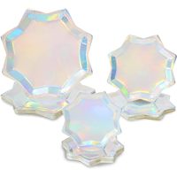 Assiette en papier moderne en forme d'octogone holographique Fournitures de fête découpées pour vaisselle et décorations Vente chaude