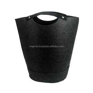 Panier à linge portable en feutre noir durable avec logo personnalisé pour jouets et vêtements sales – Vente en gros - Product Image 4