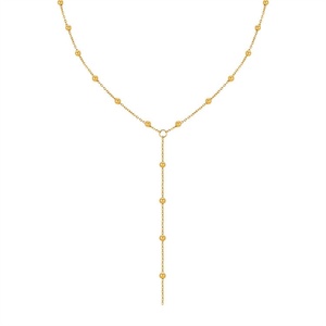 Trendy Stainless Steel Double-layer Tassel Y Shape Summer Beach Style Exquisite Bead Link Chain 18K Gold Plated <b>Necklace</b> - Product Image 6