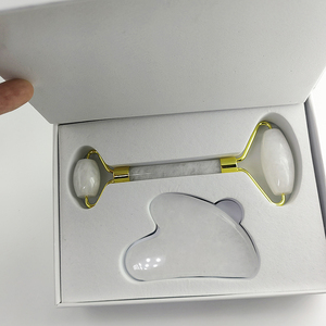 Ensemble de rouleaux de jade et de gua sha avec boîte, magnifique ensemble de rouleaux de jade pour le visage, ensemble de rouleaux de quartz rose - Product Image 5