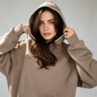 Hoodie décontracté pour femme, confortable, pour le sport et le quotidien, en molleton bouclette 400 GSM, personnalisable, style streetwear, vente en gros