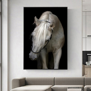 Ome/ecor/udro/rame/nimals/lack/hite/horse/ow/ogs/osters/nd/rints image d'animal, art mural, peinture de chevaux - Product Image 1