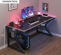Ensemble bureau et chaise de gaming E-Sports grand format avec éclairage RGB, table de gamer racing avec LED en bois pour la maison et l'école