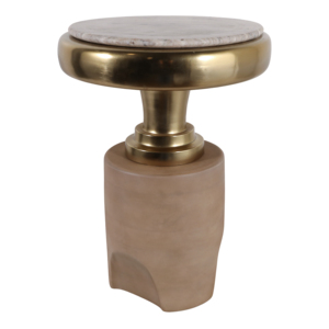 Tavolino rotondo contemporaneo con piano in marmo e base in metallo, piccolo tavolino da salotto o camera da letto - Product Image 3