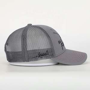 BSCI venta al por mayor personalizado 6 paneles deporte papá sombrero de alta calidad bordado Logo gris algodón Gorras etiqueta tejida clásica gorra de camionero - Product Image 4