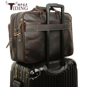 Tiding Men's Genuine Leather <b>Briefcase</b> 17 Inch Laptop Bag Large Capacity Business Travel Shoulder Crossbody Bag - Product Image 2