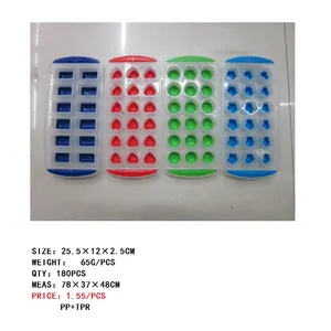 DD1549 Make 18 Grids Round Square Ice Lattice Colorful Flower Heart Fruits Cube Silicone Pop Out Ice Cube Trays