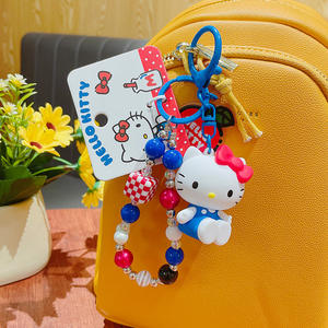 Porte-clés en perles de plastique KT véritable motif dessin animé rouge, bleu, blanc, pendentif de sac pour femme, petit cadeau - Product Image 4