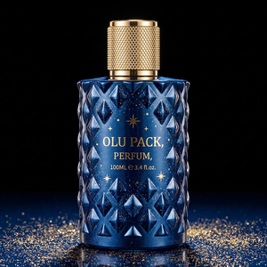 Venta Caliente Directo de Fábrica, Botella de Perfume de Vidrio Azul de 100 ml con Grabado y Estampado en Caliente, Logotipo Personalizado, Tamaño Completo - Product Image 1