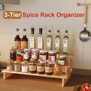 Wooden Adjustable Spice <b>Rack</b>, Multi-Tier Display <b>Rack</b> for Kitchen Use, Tiered Spice <b>Bottle</b> <b>Storage</b> <b>Rack</b> - Product Image 3