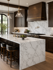 Union Stone Natural <b>Marble</b> Big Slab Polished Arabescato White Kitchen Countertop Modern Waterproof Surface Customized Sizes - Product Image 1