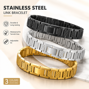 <span class=keywords><strong>Bracciale</strong></span> di Lusso con Texture Alligatore e Catena in Acciaio Inossidabile Placcato Oro, Gioielli alla Moda per Uomini e Donne - Product Image 1