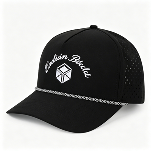 Custom Rubber <b>Waterproof</b> Performance Golf <b>Hat</b> Breathable Laser Cut Hole Perforated <b>Hat</b> Flat Brim Special 6 Panel Snapback <b>Hats</b> - Product Image 3