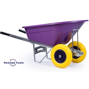 Carretilla de Jardín de Doble Rueda NS Factory Hot 160L XL, Color Morado - Carretilla Resistente para Jardín/Establo/Obra con Neumáticos Antipinchazos - Product Image 5