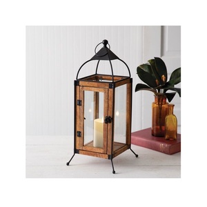 Lanterne en bois rustique avec verre, porte-bougie décoratif, lanterne de style farmhouse pour la décoration de la maison, centre de table pour mariage - Product Image 6