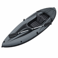 Kayak de pêche gonflable portable haute performance en PVC pour la navigation sur lac et rivière et le surf, 1 personne