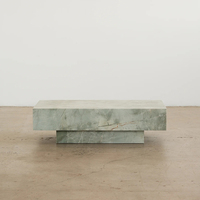 Table basse en quartzite Esmeralda de style rétro luxueux et moderne, en marbre naturel, pour salon, villa, hôtel, maison