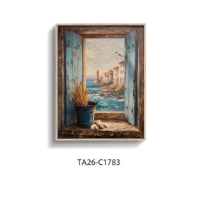Cuadro en Lienzo con Textura Pintada a Mano: <span class=keywords><strong>Torre</strong></span> de Luz y <span class=keywords><strong>Mar</strong></span> Azul desde la Ventana, para Decoración <span class=keywords><strong>del</strong></span> Hogar - Product Image 4