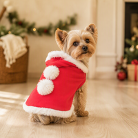 Cape de Noël rouge pour animaux de compagnie avec bordure en fourrure – Tenue de fête