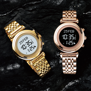 Montre-bracelet en acier inoxydable <span class=keywords><strong>AL</strong></span>-SAHAR avec <span class=keywords><strong>boussole</strong></span> <span class=keywords><strong>Qibla</strong></span>, cadeau islamique du Ramadan / Heures de prière dans le monde entier, rappel de l'heure - AS-T008RGB - Product Image 3
