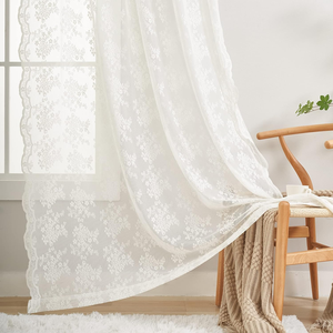 Tenda Trasparente in <span class=keywords><strong>Pizzo</strong></span> Floreale Stile <span class=keywords><strong>Francese</strong></span> Vintage con Bordo Ondulato, Tenda Filtrante <span class=keywords><strong>per</strong></span> Finestre di Soggiorno, Camera da Letto e Arredamento Casa - Product Image 3