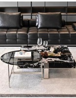 Ensemble de tables basses en marbre de luxe, design moderne haut de gamme, pour salon de villa, tables de café en pierre durables, meubles pour usage domestique