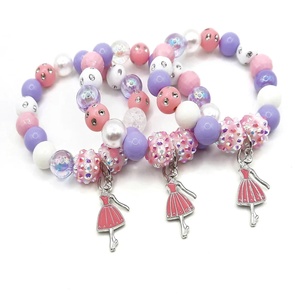 Purple Pink Beads Charm <b>Bracelet</b> Sorority Pretty Alloy Girl Pendant Charm <b>Bracelet</b> Wholesale - Product Image 6