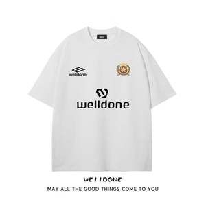 Camiseta de manga corta holgada de alta gama con cuello redondo y estampado de letras para hombre, estilo veraniego y atractivo, estilo pareja WE11DONE - Product Image 2