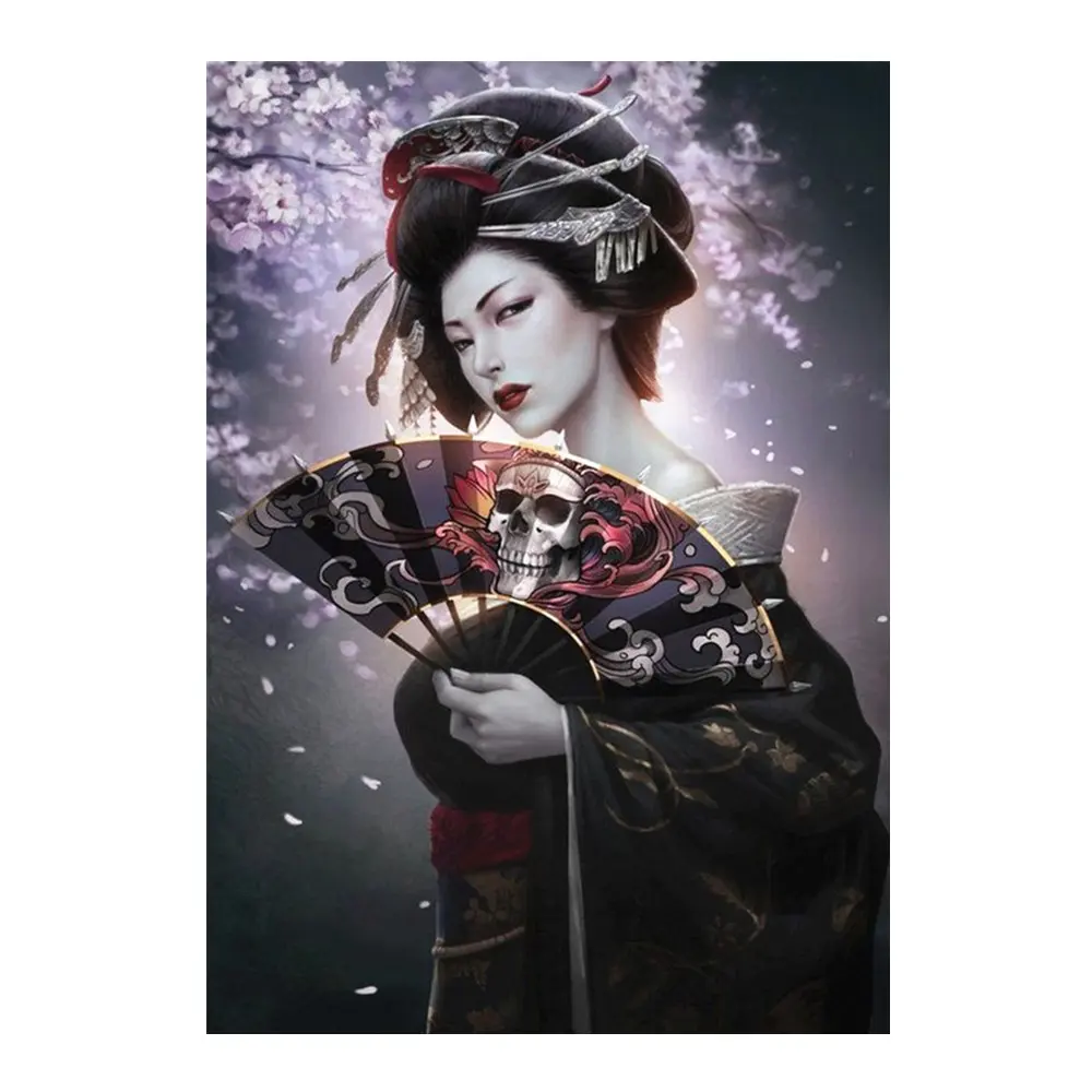 5D DIY Diamond Painting Cross Stitch Decorative Mural Full Circle Diamond Painting Japanese Geisha Girl Support Custom Photos