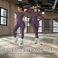 Set Yoga Wanita Legging Pinggang Tinggi Lengan Pendek 2 Potong Pakaian Olahraga untuk Pilates Gym Luar Ruangan
