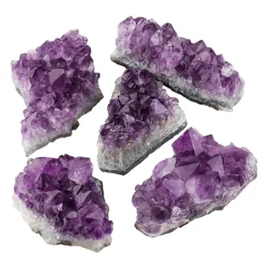 Atacado Mão Esculpida Natural Ametista Geode Druzy Crystal Cluster Fada Borboleta para fengshui decoração de casa