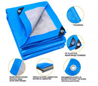 Bâche de protection bleue en tissu maillé PE enduit, imperméable, robuste et écologique, style uni, pour couverture de sol