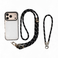 Nouvelle sangle de téléphone universelle en corde tressée ronde avec boucle en métal argenté robuste, idéale pour la protection anti-perte en extérieur et la randonnée.