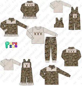 Vêtements d'automne personnalisés pour tout-petits modèles de chasse vêtements pour bébés filles tenues assorties camouflage pour frères et sœurs