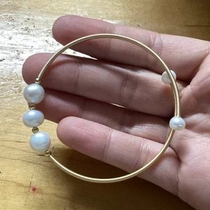 Gold Plated <strong>Copper</strong> Freshwater Pearl Beads Adjustable <strong>Bracelet</strong> - Product Image 6