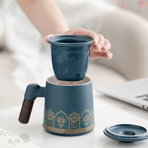 Taza de Cerámica Estilo Chino con Tapa y Filtro para Té, Ideal para Regalo Empresarial, Hogar u Oficina, Venta al Por Mayor - Product Image 3