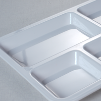 Plateau en mélamine céladon personnalisable de 14 pouces, durable, super ustensile de cuisine, en plastique, pour restaurants de restauration rapide, assiettes à 6 compartiments