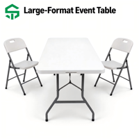 Table pliante rectangulaire de 182,5 cm, plateau en HDPE avec structure en acier thermolaqué, pour événements et restauration