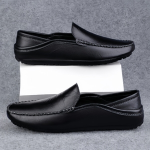 Mocasines de Cuero Genuino para Hombre, Diseño Nuevo y de Alta Calidad, Ligeros y de Lujo, Zapatos Casuales para Caminar con Suela de Goma Negra, Transpirables y Antideslizantes - Product Image 5